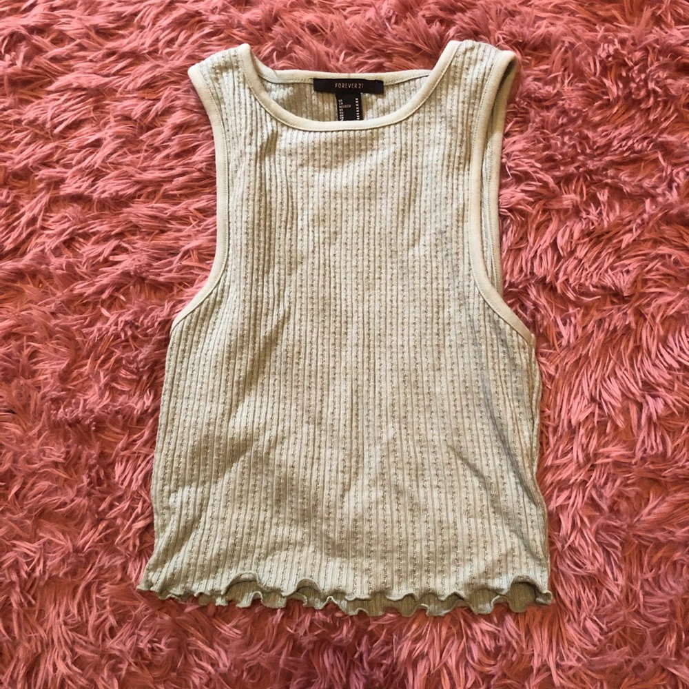 Forever 21 size medium sleeveless tank top mint green scallop hem NEVER WORN